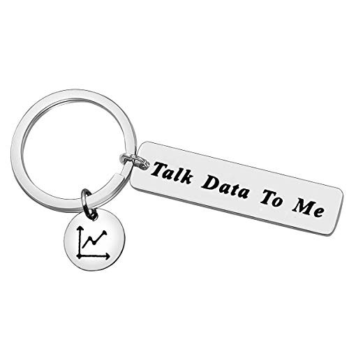 Baixian Data Keychain Data Analyst Gift Data Scientist Gifts Talk Data to Me Keychain for Funny Data Engineer Gift Statistics Analyst Gifts Computer Science Gift Data Programmer Gifts, Silver, Small