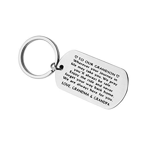 Baixian to My Grandson Keychain Inspirational Grandson Birthday Gifts Grandson Keyring Grandson jewelry for Graduation Christmas Gifts from Grandpa Grandfather Grandma Grandmother, Silver, Small Baixian to My Grandson Keychain Inspirational Grandson Birthday Gifts Grandson Keyring Grandson jewelry for Graduation Christmas Gifts from Grandpa Grandfather Grandma Grandmother, Silver, Small