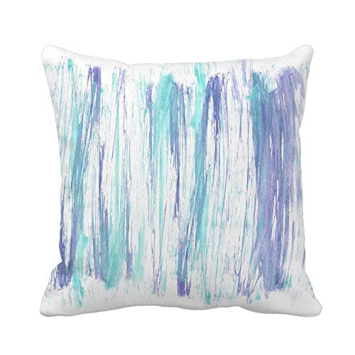 Awowee Throw Pillow Cover Colorful Abstract Hand Watercolor Wash White Blue Green Mint 16x16 Inches Pillowcase Home Decorative Square Pillow Case Cushion Cover