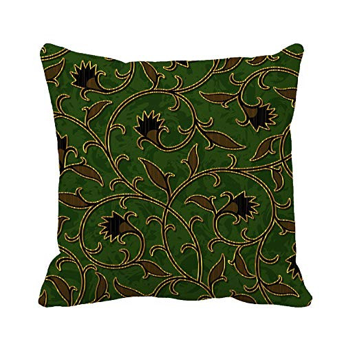 Awowee Throw Pillow Cover Abstract Floral Dark Green Damask Pattern Flower Brocade Antique 16x16 Inches Pillowcase Home Decorative Square Pillow Case Cushion Cover