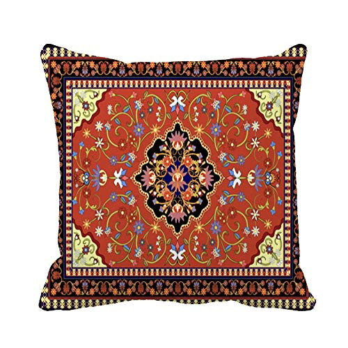 Awowee Throw Pillow Cover Turkish Red Oriental Carpet Flower Pattern Floral Vintage Geometric 16x16 Inches Pillowcase Home Decorative Square Pillow Case Cushion Cover