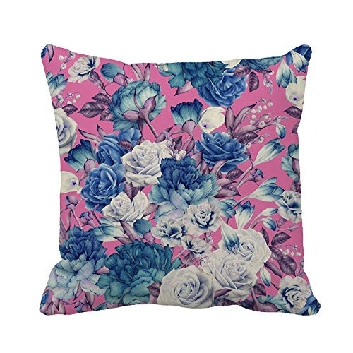 Awowee Throw Pillow Cover Colorful Abstract Floral Pattern Peonies Watercolor Green Accent Arrangement 16x16 Inches Pillowcase Home Decorative Square Pillow Case Cushion Cover