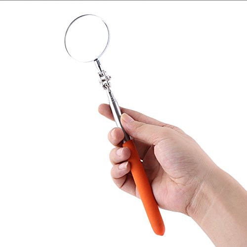 Car Telescopic Inspection Mirror Extending Detection Round Lens Hand Tool Telescope Mirror Inspection Mirror-Red Grip Cover 50X600mm-