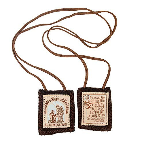 Venerare Catholic Holy Figure Saint Scapular - 100 percent Wool - Comes with Enrollment Papers -Wool Brown Scapular Without Crucifix-