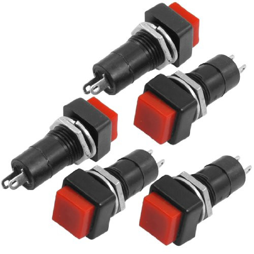 uxcell 5 Pcs AC 250V/3A Normally Open SPST Momentary Red Push Button Switch