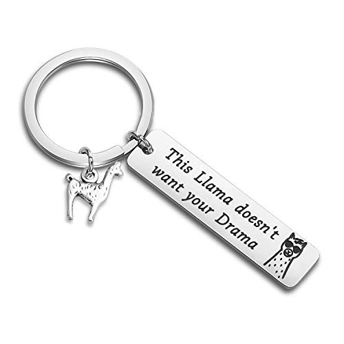 CENWA Funny Llama Gift Llama Keychain This Llama Doesn't Want Your Drama Keychain Llama Drama Gift for Bestie Sisters Llama Chilling lovers gift -Llama k-