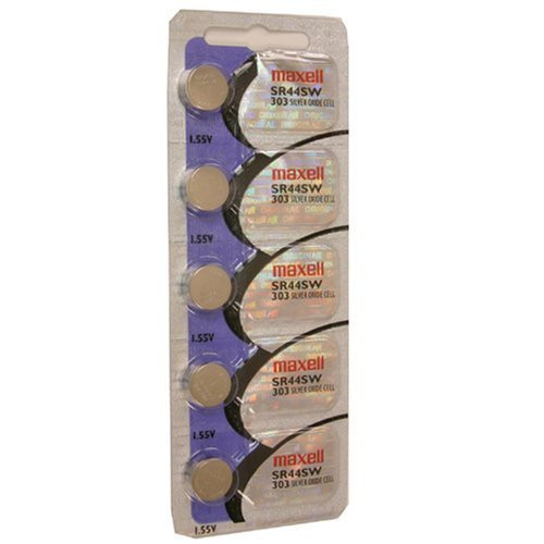 Maxell Watch Battery Button Cell SR44SW 303 Pack of 5 Batteries