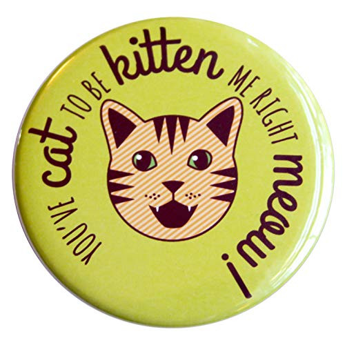 Funny Cat Pun Magnet, Pin, or Mirror -"You've Cat to be Kitten Me Right Meow"