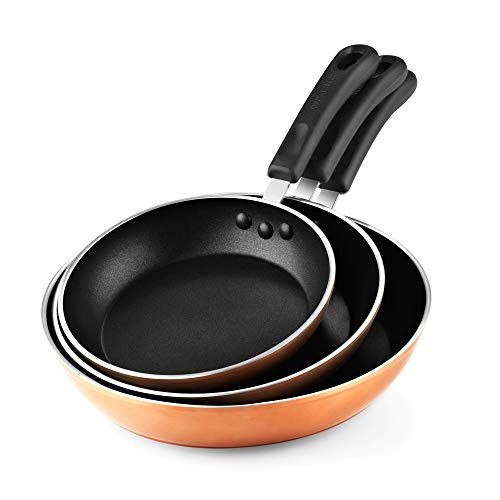 Cook N Home 02613 8, 9.5, and 12-Inch Nonstick Saute Omelet Skillet 3-Piece Fry Pan Set Copper Cook N Home 02613 8, 9.5, and 12-Inch Nonstick Saute Omelet Skillet 3-Piece Fry Pan Set Copper