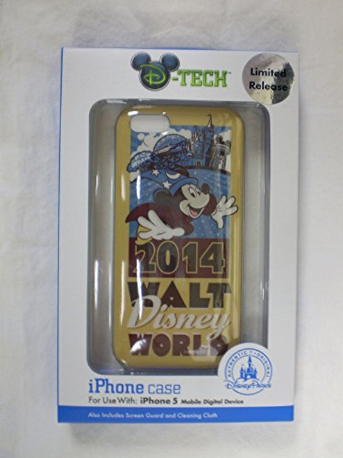 New Disney D-tech World WDW Parks Authentic 2014 Walt Disney World Sorcerer Mickey Logo iPhone 5 Hard Case  and  Screen Guard Cleaning Cloth