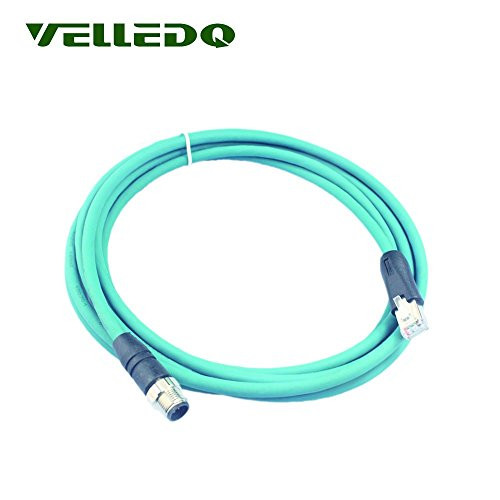 VELLEDQ Industrial Field-wireable M12 8-Pin Male to RJ45 Ethernet Plug Cable Assembly 10ft Shielded Patch Cord