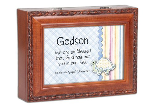 Cottage Garden Godson We are So Blessed Woodgrain Rope Trim Jewelry Music Box Plays Jesus Loves Me Cottage Garden Godson We are So Blessed Woodgrain Rope Trim Jewelry Music Box Plays Jesus Loves Me