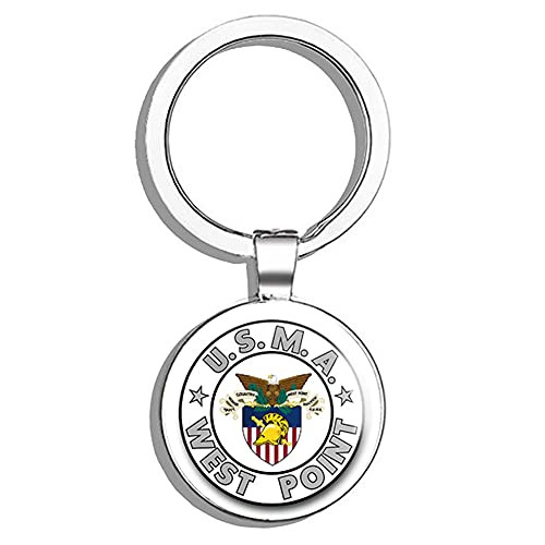 HJ Media United States Military Academy West Point -USMA- Metal Round Metal Key Chain Keychain Ring