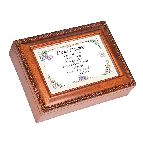 Cottage Garden Dearest Daughter Blessing from God Woodgrain Rope Trim Jewelry Music Box Plays Friend in Jesus Cottage Garden Dearest Daughter Blessing from God Woodgrain Rope Trim Jewelry Music Box Plays Friend in Jesus