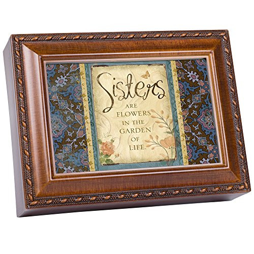 Cottage Garden Sisters Garden Woodgrain Traditional Music Box Plays That's What Friends are for