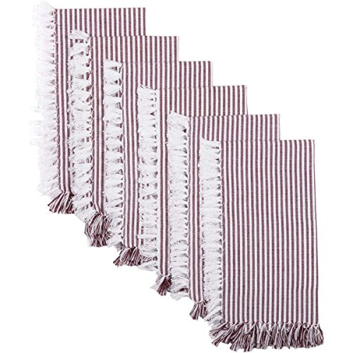 VHC Brands Harvest and Thanksgiving Farmhouse Tabletop and Kitchen - Ashton Red Table Decor, Napkin Set 18x18, Burgundy VHC Brands Harvest and Thanksgiving Farmhouse Tabletop and Kitchen - Ashton Red Table Decor, Napkin Set 18x18, Burgundy