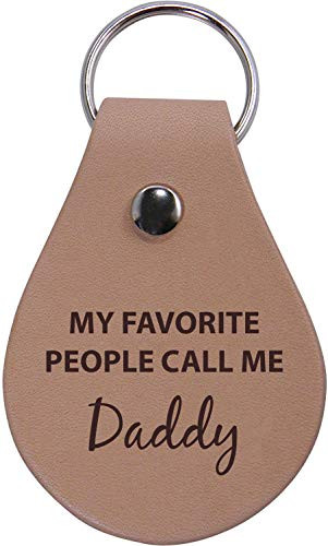 CustomGiftsNow My Favorite People Call Me Daddy Genuine Leather Key Chain with Keyring