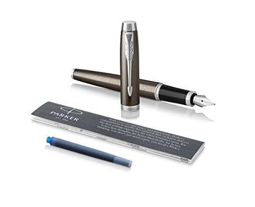 Parker IM Fountain Pen, Dark Espresso, Medium Nib with Blue Ink Refill (1975550)
