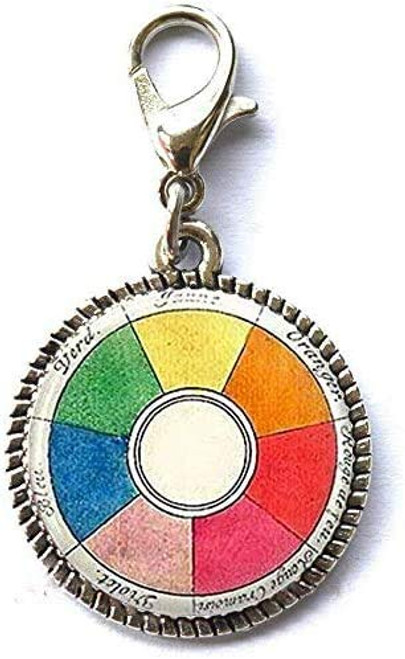 Vintage Color Wheel Artists Jewelry Teachers Students Jewelry Friend Gift Bracelet Pendant Zipper Pull Charm with Lobster Clasp Art Photo Zipper Pull Jewelry