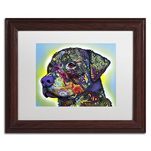 The Rottweiler by Dean Russo, White Matte, Wood Frame 11x14-Inch
