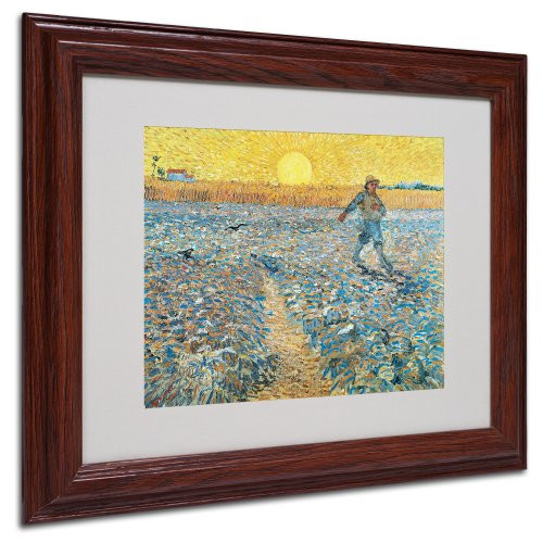 Sower 1888 Canvas Wall Art by Vincent van Gogh with Wood Frame, 11 by 14-Inch