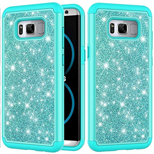 Sidande Phone Case for Galaxy S8, Samsung S8 Case, Girls Women Glitter Bling Sparkle Defender Heavy Duty Phone Cover Cases for Samsung Galaxy S8 -Mint Green-