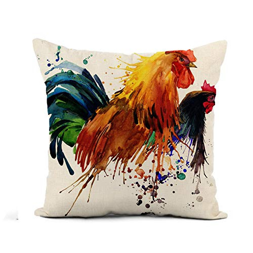 Awowee Flax Throw Pillow Cover Red Funny Rooster and Chicken Graphics Splash Watercolor Animal 18x18 Inches Pillowcase Home Decor Square Cotton Linen Pillow Case Cushion Cover Awowee Flax Throw Pillow Cover Red Funny Rooster and Chicken Graphics Splash Watercolor Animal 18x18 Inches Pillowcase Home Decor Square Cotton Linen Pillow Case Cushion Cover