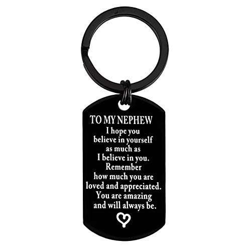 To My Nephew Keychain Inspirational Gift for Nephew from Aunt Uncle Encouragement Keyring for Nephew I Hope You Believe in Yourself Inspirational Christmas Birthday Motivational Graduation Gift