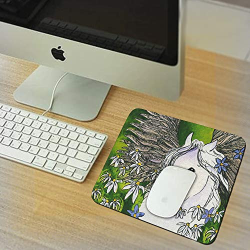 Sunshine Cases Blue Eyed Pegasus with Golden Wings Art by Denise Every Mouse Pad