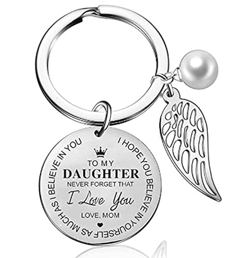 Daughter Keychain Inspirational Gift To My Daughter or Son Keyring From Dad Mom -To My Daughter Love Mom- Daughter Keychain Inspirational Gift To My Daughter or Son Keyring From Dad Mom -To My Daughter Love Mom-