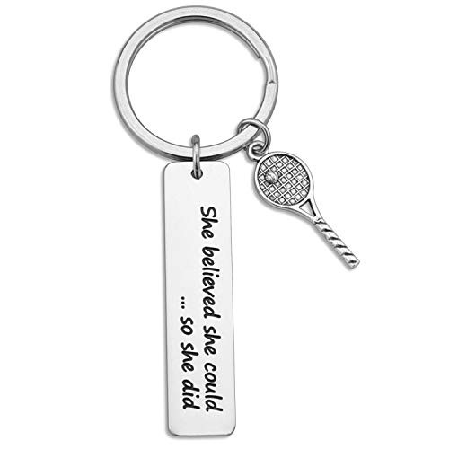 Tennis Gift She Believed She Could So She Did Keychain Tennis Jewelry for Tennis Lover Gift Tennis Players Gift Tennis Coaches Gift Tennis Teams Gift Keychain -She Believed Tennis KR-