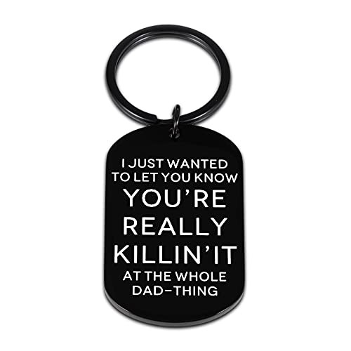 Dad Gifts from Son Daughter Funny Fathers Day Keychain Stepdad Keyring from Stepdaughter New Daddy to Be Key Tags for Papa Men Birthday Christmas Valentines Day Gift for Husband Him from Wife Kids