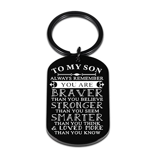 Inspirational Keychain Gifts for Son Teen Boy from Mom Dad College Graduation Gifts for Him 2021 Boys' Jewelry Son Gifts 16th 18th Birthday Christmas Valentines Back to School Army Gifts to My Sons