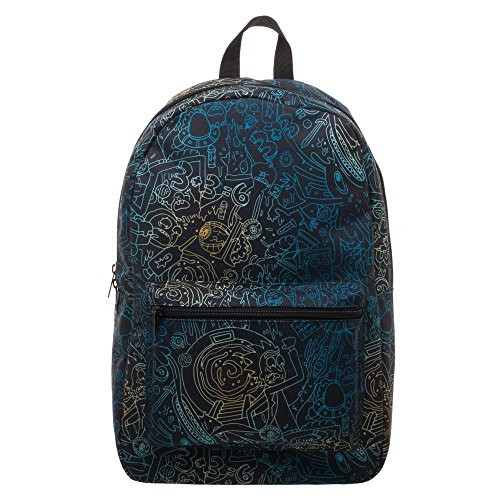 RICK AND MORTY Bio World Merch Trippy All Over Print Backpack, Black