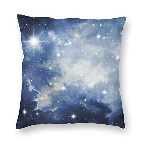 Yaateeh Starry Night Sky ?Decorative Throw Pillow Covers Blue Galaxy Space Pillows Case Square Cushion Cover Standard Pillowcase for Sofa Couch Bedroom Patio 18x18 Inch