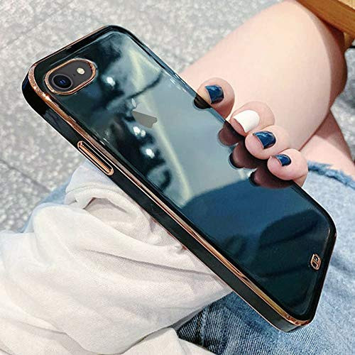 Urarssa Case Compatible with iPhone 7 Plus iPhone 8 Plus Crystal Clear Transparent Design Back Bumper Shockproof Slim Fit Soft TPU Silicone Protective Phone Case Cover for iPhone 7 Plus/8 Plus, Black