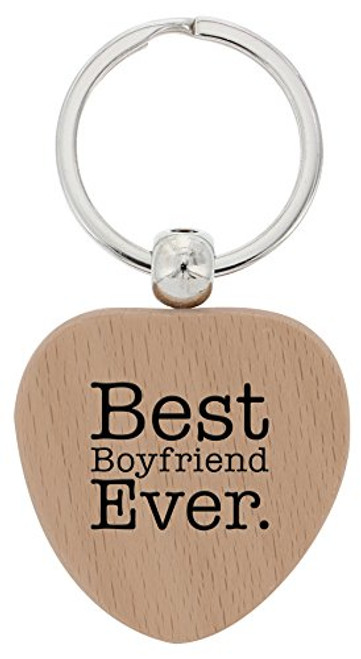 ThisWear Boyfriend Gifts Best Boyfriend Ever Wood Heart Keychain Key Tag Dating Anniversary