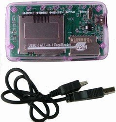 -3 Pack- eTECH Collection USB 2.0 All-in-1 Memory Card Reader/Writer - support SD/SDHC -NOT Support SDXC- / Compact Flash/xD / Memory Stick/Memory Stick Pro Duo/xD Picture Card - Purple