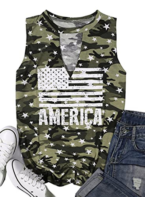 KNEYATTA American Flag Tank Tops 4th of July Women Patriotic Sleeveless Shirt Summer Casual Racerback T-Shirt -CAMO, L, l- KNEYATTA American Flag Tank Tops 4th of July Women Patriotic Sleeveless Shirt Summer Casual Racerback T-Shirt -CAMO, L, l-