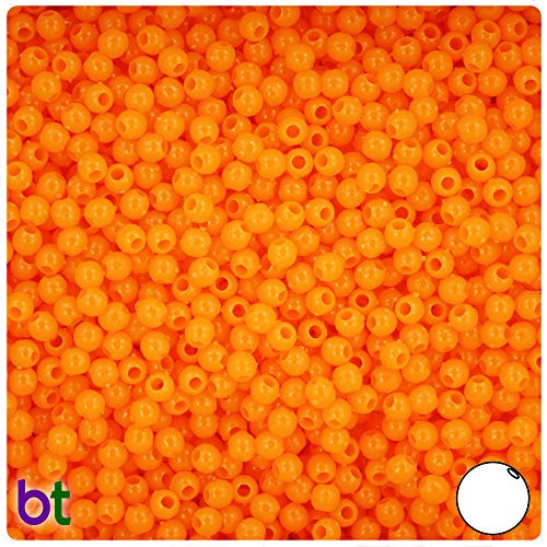 BeadTin Orange Opaque 4mm Round Plastic Beads -1000pcs-