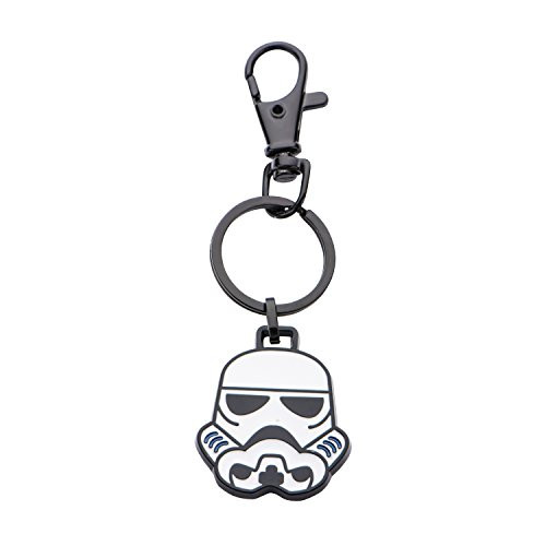 Star Wars Jewelry Unisex Adult Black IP  and  Base Metal Stormtrooper Key Chain, Silver/Black, One Size