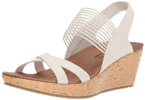 Skechers Cali Women's Beverlee-High Tea Wedge Sandal,natural,10 M US