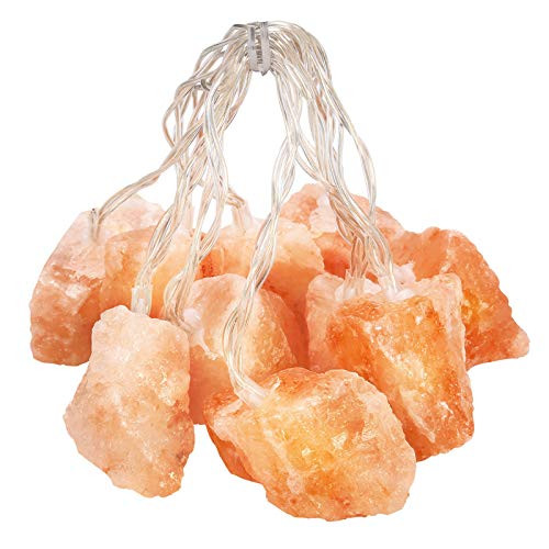 AMIR Himalayan Salt Lamp String Light with Rock, Salt Rock String Lights Authentic Himalayan Crystal Salt Lamps with 78 Inches USB Cable, 10 Rocks Hand Carved String Night Light, Decoration Lights