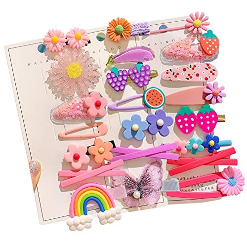 22 Pieces Cute Hair Clips for Girls Candy Rainbow Hairpin Cute Barrettes Clips Fun Dessert Patterns Hair Accessories Cartoon Flower Fruit Hair Clips -Pink plusPurple- 22 Pieces Cute Hair Clips for Girls Candy Rainbow Hairpin Cute Barrettes Clips Fun Dessert Patterns Hair Accessories Cartoon Flower Fruit Hair Clips -Pink plusPurple-
