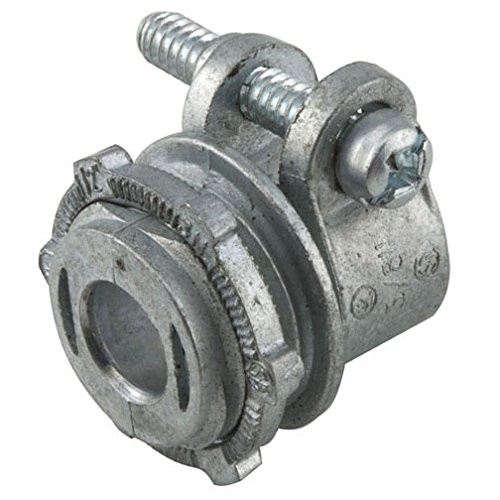 Hubbell-Raco 2191CP Connector, Squeeze, 3/8In. Trade Size, Flex & Armored Cable, Zinc, Uninsulated, Pack of 50
