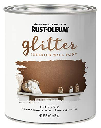 Rust-Oleum 344698 Specialty Glitter Wall Brush On Paint Quart Copper