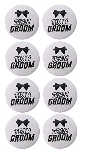 BroSash Bachelor Party Button Pins "Team Groom" -Pack of 8- Groom to Be Decorations Supplies Bachelorette Party Decor Bridal Gifts Favors Wedding Ideas Accessories for Men