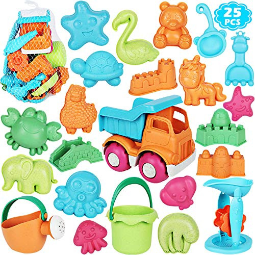 biulotter Beach Sand Toys Set, 25Pcs Beach Toys Castle and Animal Molds, Bucket, Watering Can, Beach Shovel Tool Kit, Eco-Friendly Sandbox Toys for Toddlers Kids Outdoor Indoor Play -Mesh Bag Include- biulotter Beach Sand Toys Set, 25Pcs Beach Toys Castle and Animal Molds, Bucket, Watering Can, Beach Shovel Tool Kit, Eco-Friendly Sandbox Toys for Toddlers Kids Outdoor Indoor Play -Mesh Bag Include-