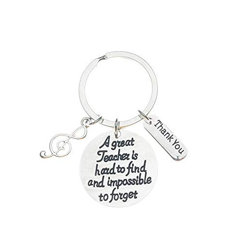Infinity Collection Music Teacher Keychain - Music Note Jewelry for Music Instructors, Great Teacher is Hard to Find but Impossible to Forget