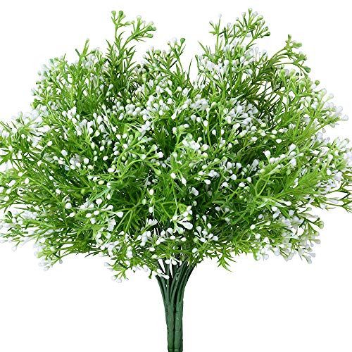 4pcs Artificial Plants Fake Flowers Faux Plastic Plant Outdoor UV Resistant Greenery Shrubs Plant for Outdoor Planters Wedding Indoor Outside Hanging Home Garden Decor -White- 4pcs Artificial Plants Fake Flowers Faux Plastic Plant Outdoor UV Resistant Greenery Shrubs Plant for Outdoor Planters Wedding Indoor Outside Hanging Home Garden Decor -White-